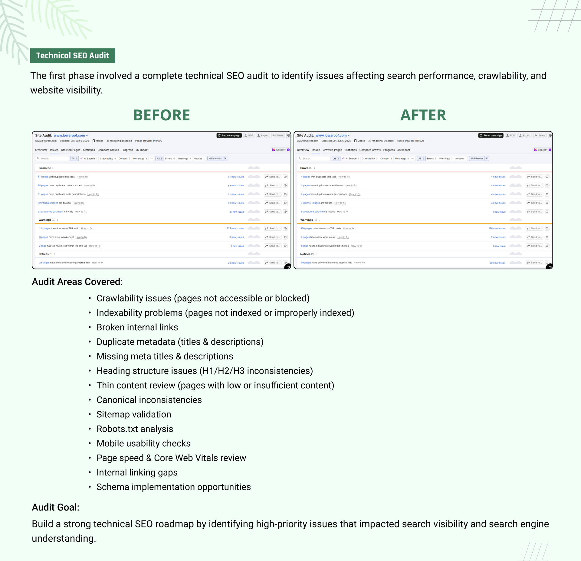 Roofing Technical SEO Case Study 3
