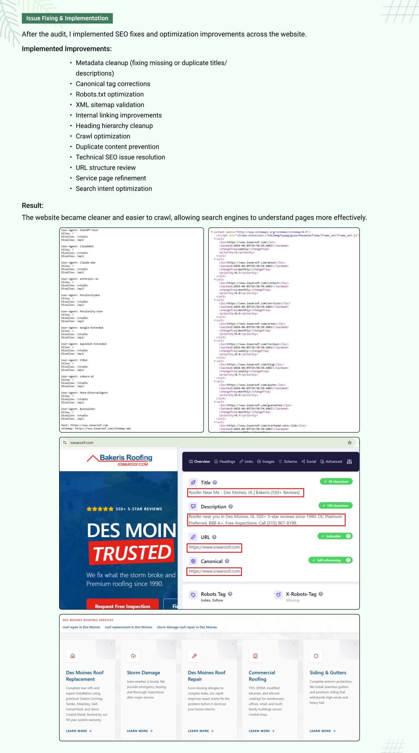 Roofing Technical SEO Case Study 4