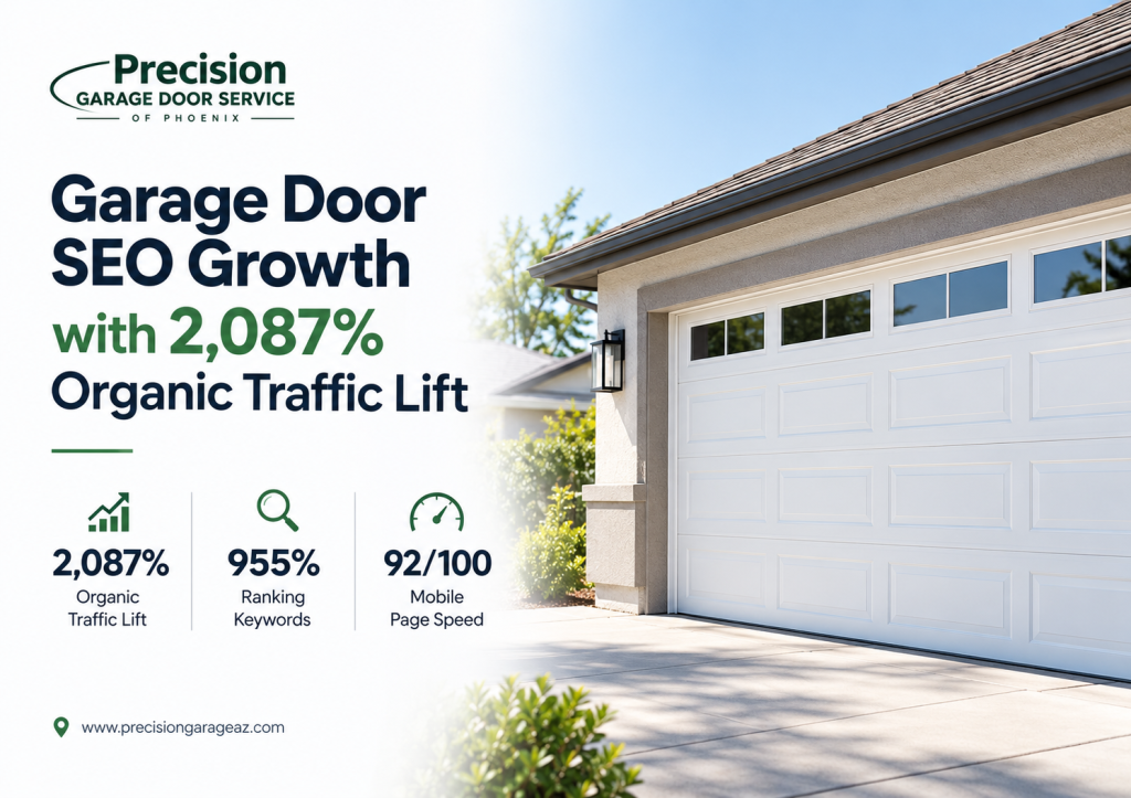 Garage Door SEO Growth with 2,087% Organic Traffic Lift