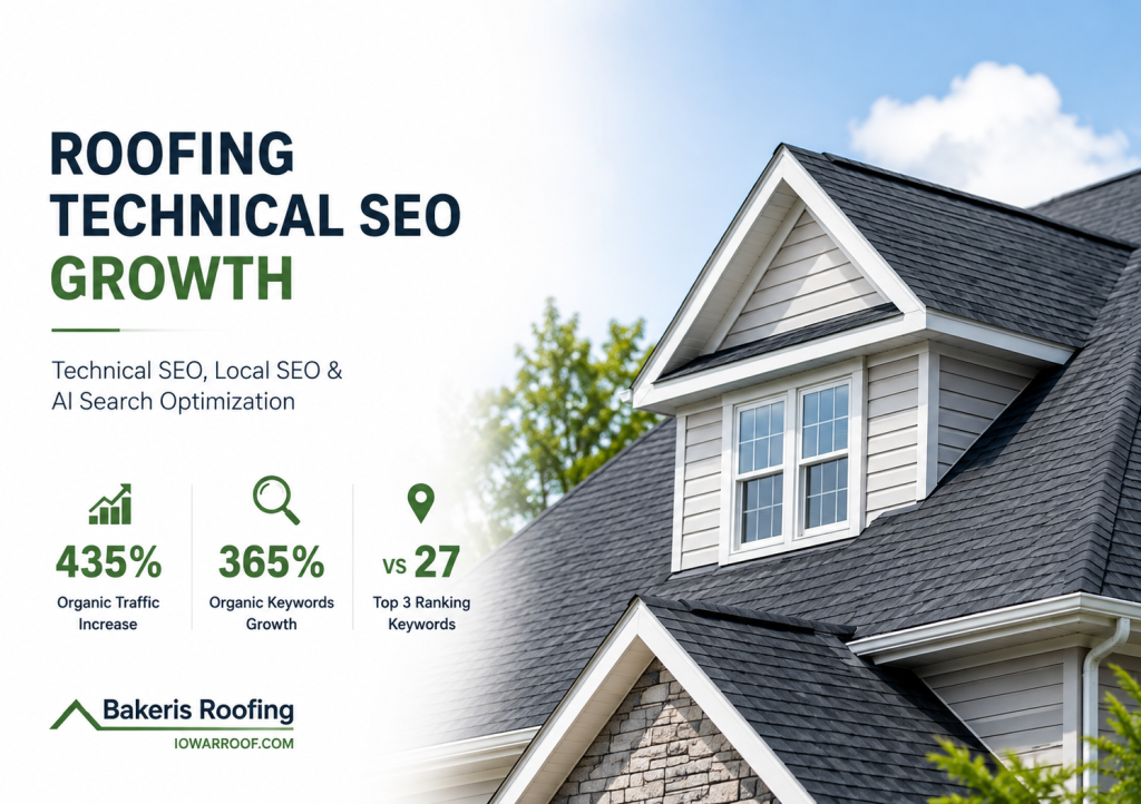 Roofing Technical SEO Growth with 435% Traffic Increase